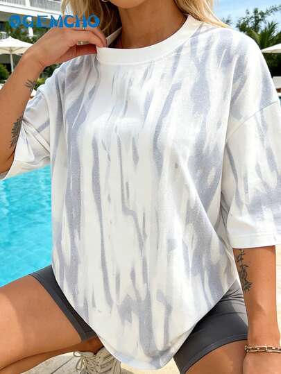 GEMCHO Women's Casual Printed Short Sleeve T-Shirt Spring