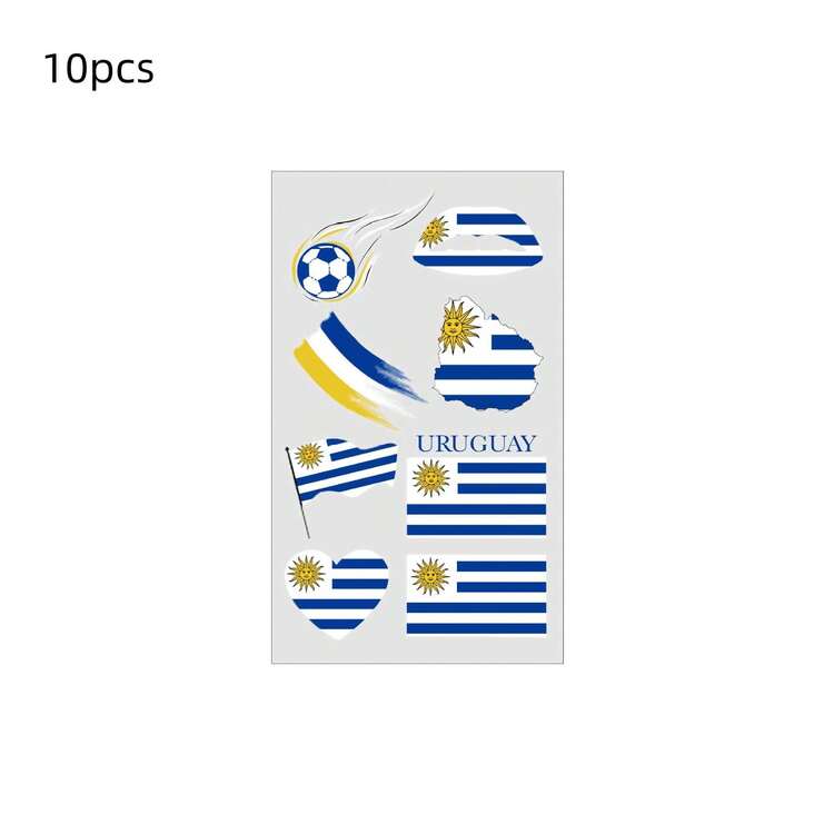 10pcs Flag Stickers, Cheerleader Temporary Tattoos, Waterproof Tattoo Stickers, Sports Event Stickers For Football Club Parties And Activities, Suitable For Football Fans And Cheerleaders - Multicolor - View 26