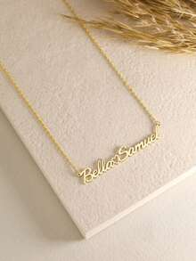 Customized Stainless Steel Name Necklace, Gold Box Chain Personalized Font Necklace, Jewelry Gift For Girlfriend, Family - Gold - Style 12 - View 8