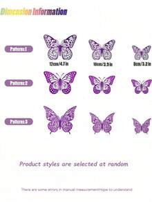 3D Butterfly Decorations, Butterfly Wall Decorations, Party Decorations, Handmade Butterflies, Bouquets, Cake Decorations, Floral Arrangements, Room Decorations, Removable Stickers (Purple) - Purple Butterfly Decoration - View 2