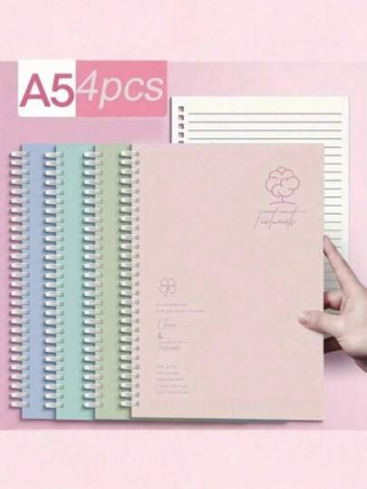 4 livres, cahier à spirale simple, cahier d'exercices à feuilles mobiles pour étudiants et usage de bureau, fournitures scolaires, rentrée scolaire