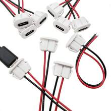 5/10pcs White Type-C 2P USB Adapter, Female To Male Connector With Red/Black PVC Cable, 3A Current, Suitable For Electric Toothbrush, Small Fan And Various DIY Electronic Projects - White - View 4