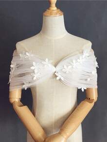 Wedding Bridal Shawl Boat Neck For Wedding Dress Women With Lace 100cm - Multicolor - View 7