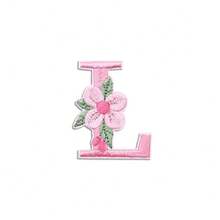 1/26pcs Computer Embroidered Flower & Colorful English Letter Patches, Sewing Applique Decoration Stickers With Adhesive Back (Multiple Colors Available) - Pink - View 19