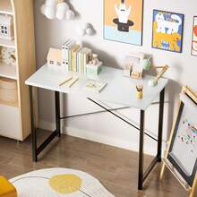 Computer Desk, Small Office 32 Inch Writing Work Study Student Teacher Home Bedroom Table With Metal Frame Wood Tabletop - - 白色 - 查看 5