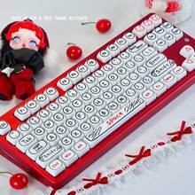 Cute Red & Black Theme Keycaps, MOA Profile, PBT Material, Dye-Sublimation, Compatible With 60-108 Keys Mechanical Keyboards - View 6
