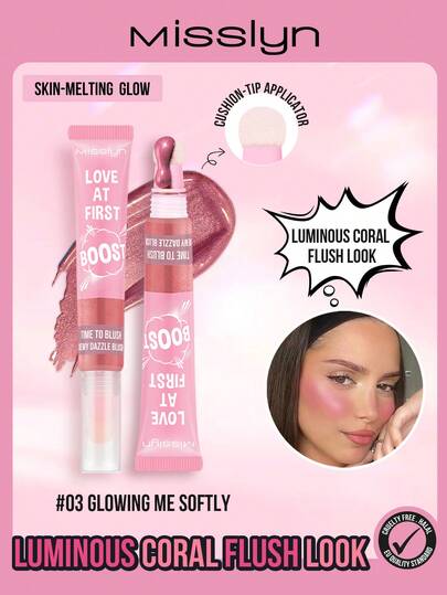  MISSLYN - Love At First Sight! Hydrating Radiant Blush, Cushion Liquid Blush, Buildable Layering, Lightweight Color, Natural Finish, Skin-Friendly Formula, Moisturizing Ingredients, Brightens And Smoothens Skin, Y2K Makeup, Suitable For Parties, Beaches, Travels, Vacations, Camping, Outdoor Activities