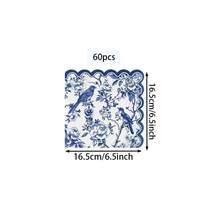 20/40/60张装，复古蓝白瓷花鸟扇形边印花一次性餐巾纸，复古中式/欧式田园风纸巾，适用于茶会、复古派对、家庭聚餐和花园聚会，花卉甜点餐巾纸 - 多色 - 查看 9