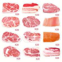 6本/套（240页）鲑鱼和猪肉主题自粘便签本，生日派对办公家居文具 - J - 查看 1