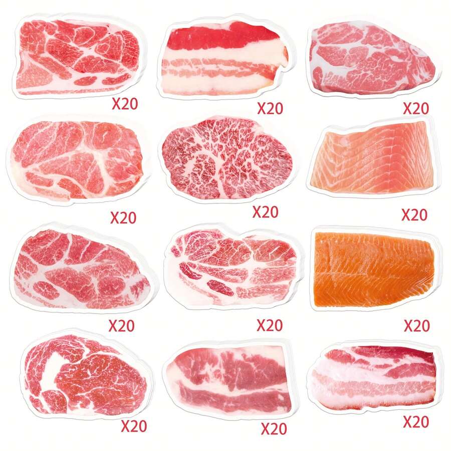 6本/套（240页）鲑鱼和猪肉主题自粘便签本，生日派对办公家居文具 - J - 查看 1