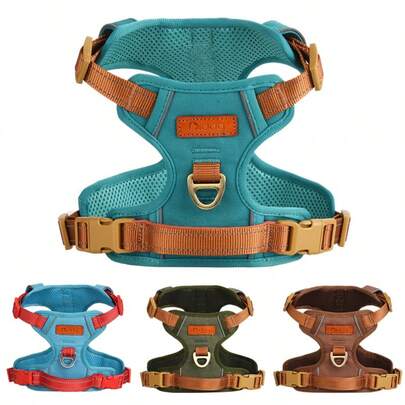 Escape-Proof Dog Harness Leash, Easy To Wear & Adjustable Reflective Pet Vest With Handle, Front Clip, Breathable Oxford Mesh For Small/Medium Dogs 5-60lbs, Comfortable Training Walking Harness