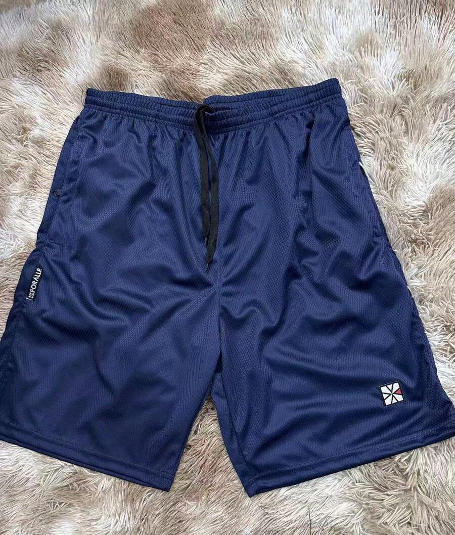 Men's Dry Fit Shorts, Men's Gym Bermuda Shorts With Zippered Pocket And Deep Pocket - 藍色 - 查看 1