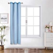 1件镂空星形窗帘，涤纶蕾丝双层薄纱窗帘，遮光卧室窗帘，可爱独特的公主风窗帘，适合节日使用 - 淺藍色 - 查看 16