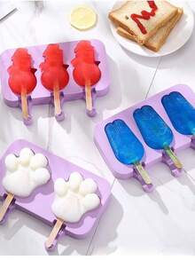 1pc Cute Cartoon Silicone Ice Cube/Ice Cream Mold, 10pcs/50pcs Ice Pop Sticks - Multicolor - View 8
