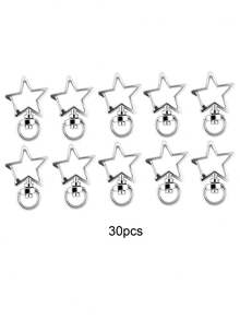 30个极简星形扣环配件，DIY钥匙扣工艺材料 - 銀色星星30pcs - 查看 5