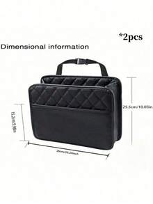 1pc Baby Car Safety Seat Accessory - Faux Leather Hanging Storage Bag, Fashionable Car Accessory, Multi-Function Car Storage Bin, Car Safety Seat Storage Box - Multicolor - View 13