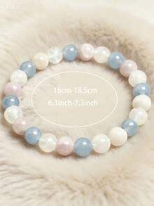 1条白色水晶、粉色水晶和蓝色水晶编织手链，可爱风格，是女孩佩戴的首选。 - 彩色 - 查看 2