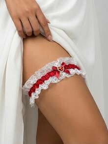 Sexy Lace Bow Garter Belt, European And American Bride Thigh Chain Leg Bracelet, Elastic Hot Selling Party Accessory - Red - View 7