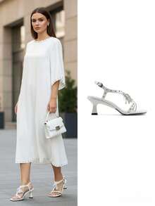 Sandalias tipo tanga de diseño exclusivo para mujer, nuevas sandalias planas tipo chanclas con textura de cocodrilo - Blanco - Ver 4