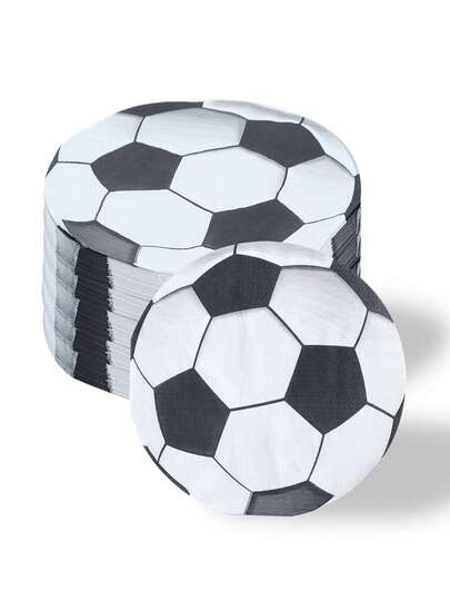 20pcs Football Themed Disposable Paper Napkins, Suitable For Children's Birthday, Baby Shower, Football Fan Party Supplies, Desktop Decoration, 1st Birthday Party Decor, Baby Boy Party Decoration, Gender Reveal Party Supplies, Football Fan Party Favors