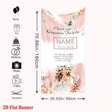 1 Stück, individuelle Taufparty Banner Kulisse, polnisches Design geeignet für Taufparty Dekorationen, Garten Dekorationen und allgemeine Feierlichkeiten; hergestellt aus strapazierfähigem Vinyl Material; leuchtende Farben - Typ C - Übersicht 4