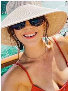 1pc Women's Wide Brim Sun Hat - Ponytail Beach Hat - Suitable For Summer UV Protection - Foldable - Essential For Beach Vacation - A - View 10