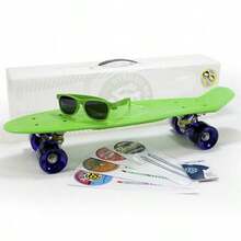 Stereo Vinyl Cruiser Plastic Complete Skateboard Green/Estéreo Crucero binal Completo Plastic Complete Skateboard Verde - NOTA verde fluorescente - Ver 8