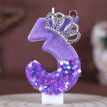 1PC Purple Crown 0-9 Number Birthday Candle Creative New Style, Wedding Decoration, Rhinestone Crown, Suitable For Cake Decoration, Dessert Table, Party Birthday Celebration Candle. - View 11