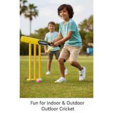 Bate de críquet de fibra de plástico para niños  y resistente para uso en interiores y exteriores - Amarillo - Ver 2