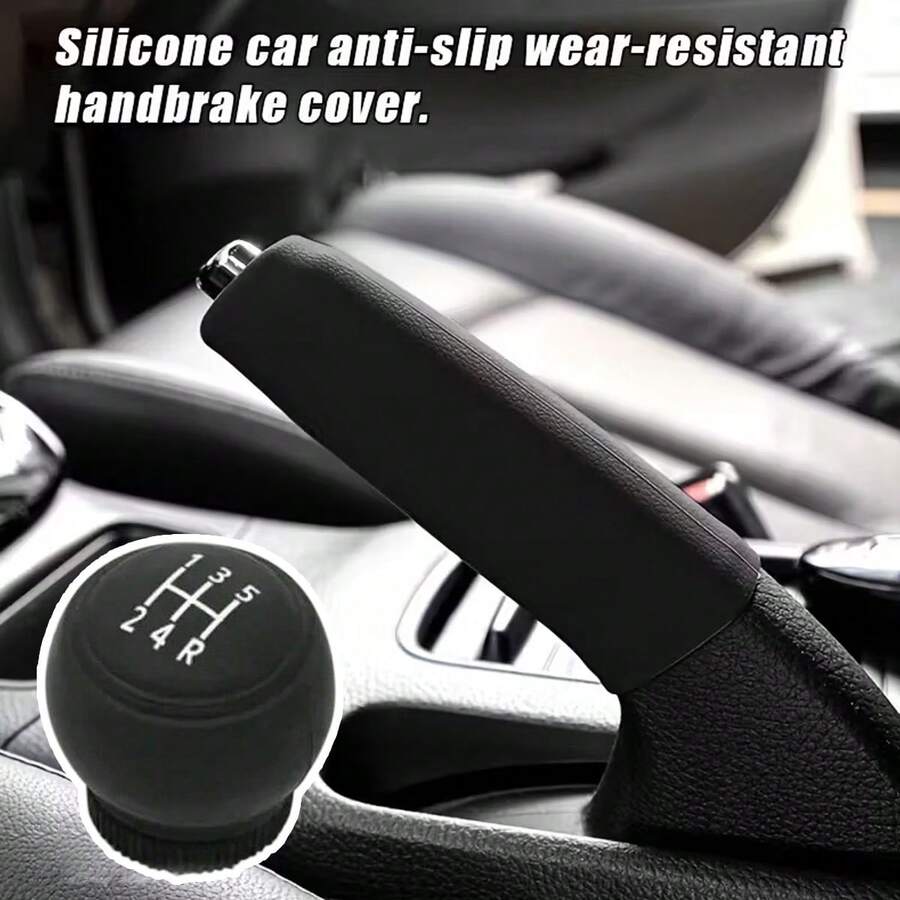 1 Set Of 2 High-Quality Silicone Gearshift Converters And Handbrake Covers - Fashionable Automotive Interior Accessories - Improve Your Driving Experience With A Comfortable Grip And Appearance - A - View 1