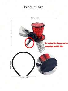 1pc Fashionable & Elegant Red Mini Top Hat, Suitable For Charming Tea Parties, Back To School Season, Parties, Music Festivals, Halloween, Christmas, And New Year's Eve - Multicolor - View 3