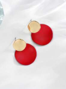 1 Pair Geometric Disc & Circle Design Earrings, Fashion Minimalist Chic Quality Jewelry Accessories - Round - View 10
