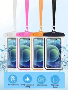 1个透明通用防水手机袋，防水手机干袋，防水手机壳，可触摸防水手机袋，游泳防水手机壳，PVC手机袋，密封手机袋，沙滩防水手机壳，游泳防水手机干袋，沙滩旅行和度假必备 - 彩色 - 查看 4