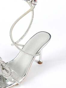 Women's Rhinestone Decor Fashion Daily Wear High Heel Sandals - Silver - View 10