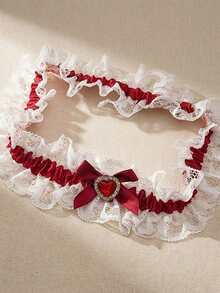 Sexy Lace Bow Garter Belt, European And American Bride Thigh Chain Leg Bracelet, Elastic Hot Selling Party Accessory - Red - View 2