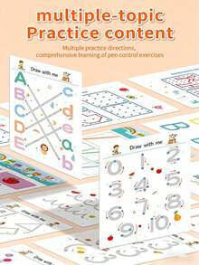 32-Page Reusable Magic Practice Notebook Set | Whole Brain Development, Writing Practice And Drawing Education Manual | Learn Writing Skills, Paper Material, Durable Binding | Colorful Pages, Skill Development, Learning Workbook, Engaging Learning Back To School - Multicolor - View 3