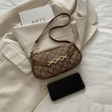 Fashionable Versatile Casual Letter Jacquard Shoulder Bag - Brown - View 4