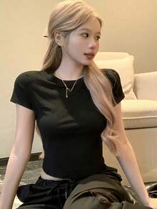 Áo thun ngắn tay kiểu dáng thời trang, họa tiết bướm đen, hàng mới về, thích hợp mặc mùa hè. - màu đen - Xem 2