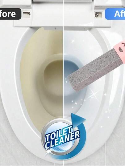 2pcs Pumice Stone Cleaning Brush With Handle, Strong Pumice Cleaner To Remove Limescale And Mineral Deposits, Suitable For Toilet, Swimming Pool, Kitchen Sink, Grill, Bathtub, Random Color Toilet Brush