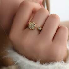 New Arrival Stainless Steel Rhinestone Casting Open Ring, Luxury Niche Retro Design, Non-Fading, Unique - Golden 3 - View 6