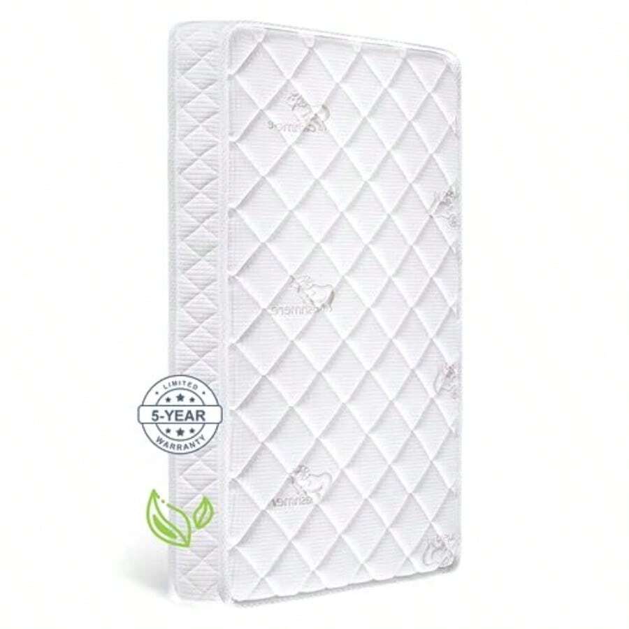 Premium Foam Dual-Sided Crib and Toddler Mattress100% Knitted Fabric Premium Fleece-Hypoallergenic 5"Firm Soft Crib Mattress Toddler Bed Mattress Fits Standard Full-Size Cribs and Toddler Beds - como en la foto - Ver 1