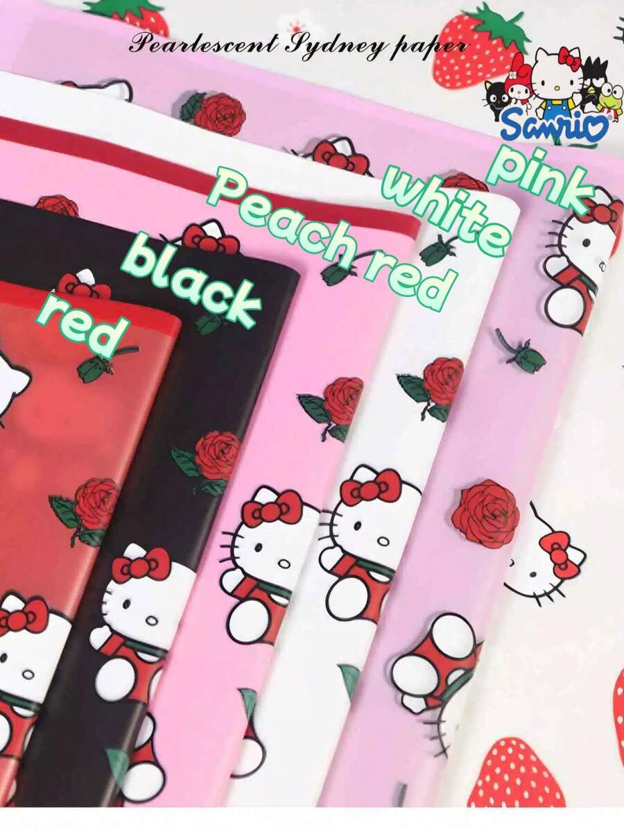 SANRIO 20 piezas de papel de regalo con estampado de rosas y gatos, resistente al agua y duradero, grueso y plegable, fácil de cortar, adecuado para vacaciones, fiestas, regalos del Día de San Valentín, bodas, manualidades DIY - multicolor - Ver 1