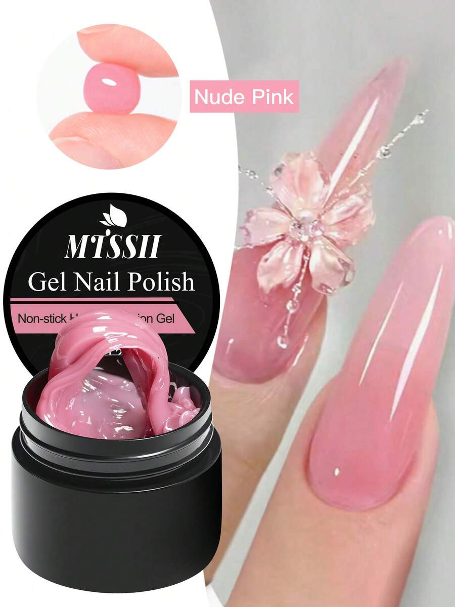 Mtssii 8ml Nude Pink Non Stick Hand Extension Gel Nail Polish For 3D Shaping Nail Art Solid Clear Milky White Jelly Hard Gel For Fake Nail Carving Flower Nail Art Acrylic Gel Varnish Solid Builder Gel Easy To Operate Manicure For Home And Slaon - 粉色 - 查看 1