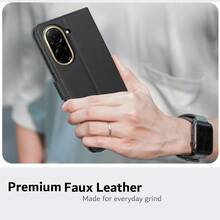 Funda tipo cartera con soporte y ranuras para tarjetas compatible con Xiaomi A5 4G, de piel sintética negra - Negro - Ver 8