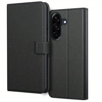 适用于三星 Galaxy A36 A35 5G 的黑色 PU 皮革钱包式翻盖保护套，带支架和卡槽