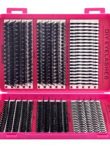 Bộ 6 trong 1 540 sợi mi giả 80D/100D/120D/150D 10-20mm, mi giả nhọn, tự uốn cong, mi giả dày, mi nối hoạt hình, mi giả sọc lông chồn, mi giả dày - Nhiều màu - Xem 4