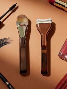 2pcs Smooth Portable Travel Makeup Brush Set, Glossy Premium Quality, Professional Foundation, Face, Setting And Detail Brushes; Suitable For Foundation, Concealer, Blush, Contour, Bronzer And Powder; Excellent Gift For Women And Girls, Birthday Present - Multicolor - View 6