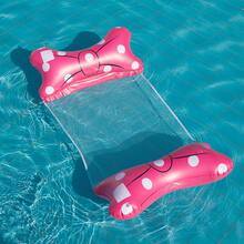 2026 New Arrival 1pc Inflatable Water Bed, Kawaii Polka Dot Bow Inflatable Water Float, Perfect For Pool & Beach, Summer Coolness & Fun Water Time, Inflatable Lounger With Net, Birthday/Easter Gift - متعدد الألوان - مشاهدة 8