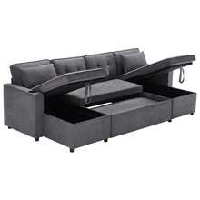 Schlafsofa mit Schlaffunktion, U-förmiges Sofa, Polstersofa, Baumwoll-und Leinenstoffe, mit Getränkehalter, Stauräume, geeignet für Familien, Wohnzimmer usv. Video verfügbar [old sku:N653P9745GG] - Grau - Übersicht 11