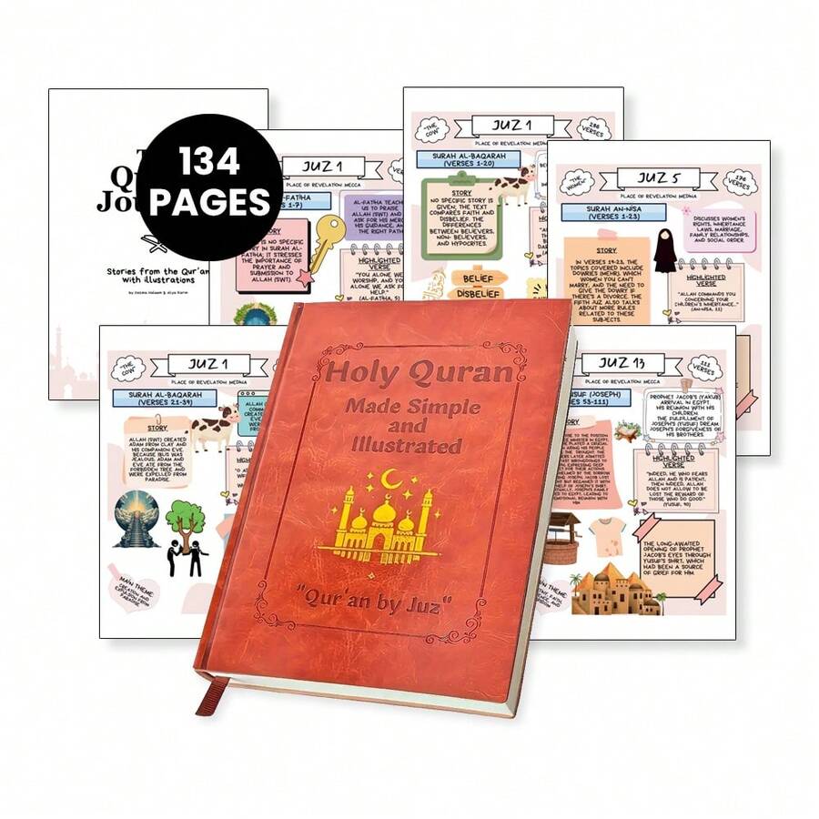 1pc Holy Made Simple & Illustrated - Spiritual Islamic Guide & Study Planner With Premium Layflat Binding & Bookmark Ribbon | Ideal For Ramadan Celebrations, Eid Gifting & Daily Reflection - A5 - View 1